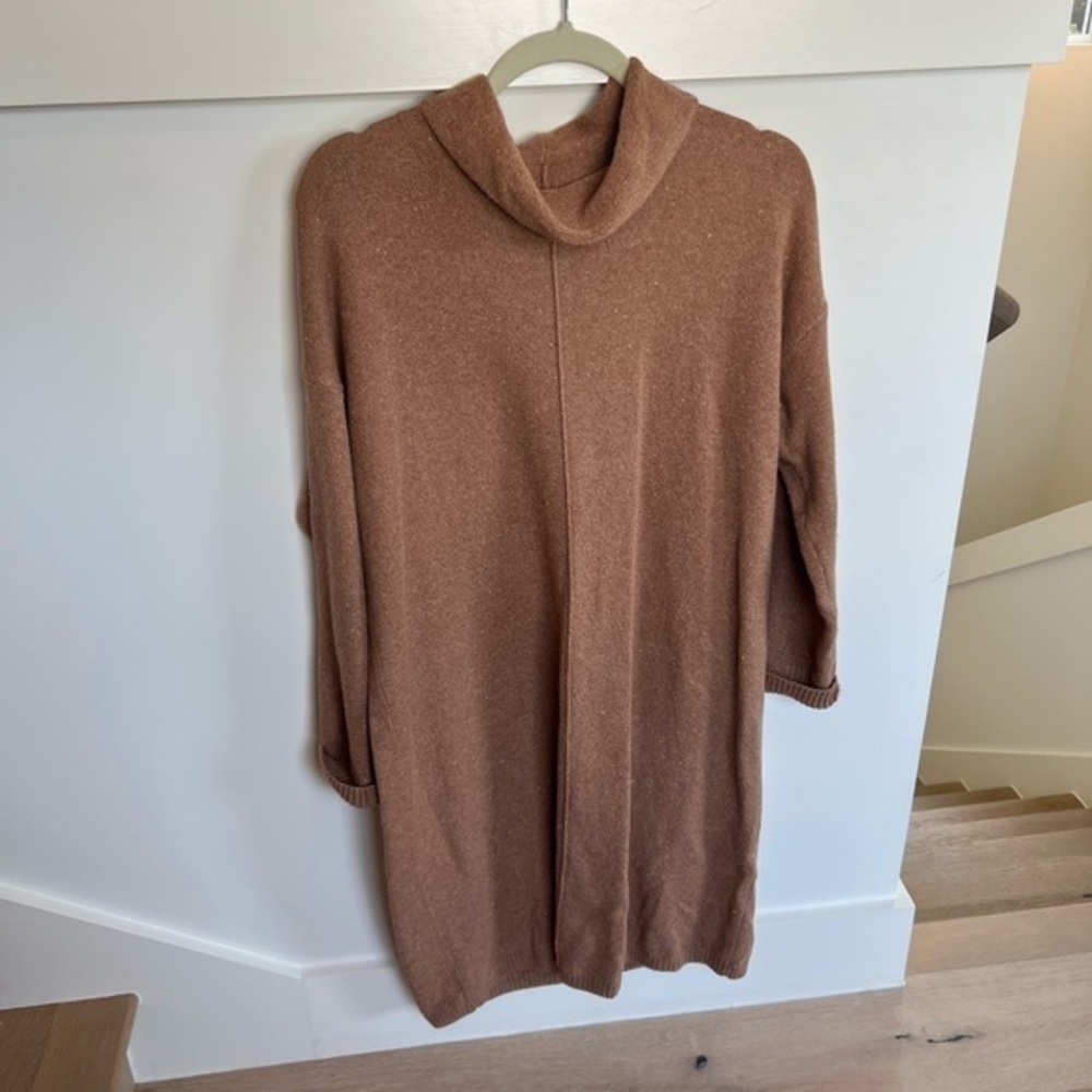 J. Jill Warm Brown Cowl Neck Sweater Dress Womens Medium
